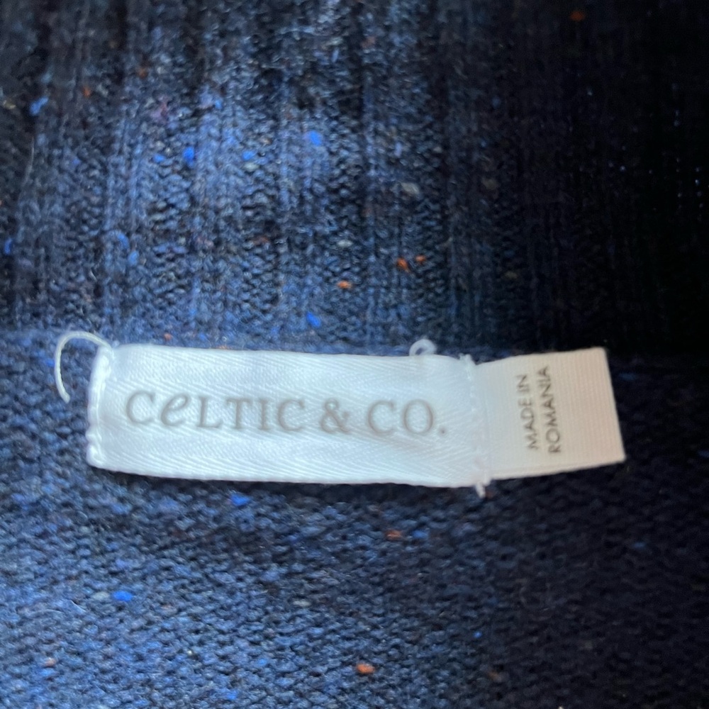 Celtic & Co Flecked Navy Zip Neck Dress - Picture 5 of 10